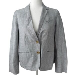 Talbots Pinstripe Linen Cotton Lightweight Spring Blazer Jacket Coastal Workwear